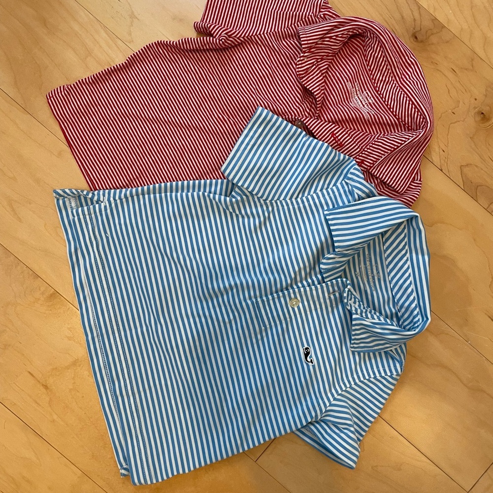 Vineyard Vines Red and Blue Striped Polo Shirts